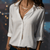 Women's Blouse - Relaxed Fit Blouse voor Dames | Klassieke Kraag - Wit - S - Zarandi Amsterdam