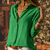 Women's Blouse - Relaxed Fit Blouse voor Dames | Klassieke Kraag - Groen - S - Zarandi Amsterdam