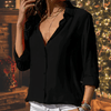 Women's Blouse - Relaxed Fit Blouse voor Dames | Klassieke Kraag - Zwart - S - Zarandi Amsterdam