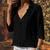 Women's Blouse - Relaxed Fit Blouse voor Dames | Klassieke Kraag - Zwart - S - Zarandi Amsterdam