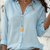 Women's Blouse - Relaxed Fit Blouse voor Dames | Klassieke Kraag - Lichtblauw - S - Zarandi Amsterdam