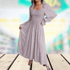 Women Trendy Outfit - Rolenda | Elegante beige maxi - jurk dames van ademende stof met lange mouwen, vloeiende pasvorm en tijdloos ontwerp - S - Zarandi Amsterdam