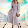 Women Trendy Outfit - Rolenda | Elegante beige maxi - jurk dames van ademende stof met lange mouwen, vloeiende pasvorm en tijdloos ontwerp - S - Zarandi Amsterdam