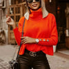 Sweaters - Trui met rolkraag | Elegante slanke pasvorm met knoopdetail - Oranje - S - Zarandi Amsterdam