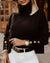 Sweaters - Trui met rolkraag | Elegante slanke pasvorm met knoopdetail - Zwart - S - Zarandi Amsterdam