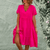 Summer Trend Outfits - Ruffa | Chique T-shirtjurk dames met V - hals van katoen en vlas, knielengte en ademend lichtgewicht design - Fuchsia - S - Zarandi Amsterdam