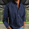 Summer Trend Outfits - Ruffo | Handgemaakt herenhemd van ademend stof met klassieke snit en lange mouwen - Donkerblauw - S - Zarandi Amsterdam