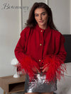 ModeParisienne® Malie | Elegante Cardigan Lavorato a Maglia con Piume