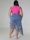 ModeParisienne® Kory - Gonna di jeans con frange in taglie grandi