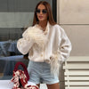 ModeParisienne® Malie | Elegante Cardigan Lavorato a Maglia con Piume