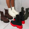 Dameslaarzen met Chunky Zool en Stoffen Bovenkant