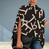 Blouses - Sandrea | Elegante avondblouse dames met lange mouwen, soepele stof en comfortabele pasvorm - Zwarte Letters - S - Zarandi Amsterdam