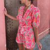 Gestroomlijnde Mode Jumpsuit voor Vrouwen - ModeParisienne® Zelinde | Gestroomlijnde Mode Jumpsuit voor Vrouwen - Roze/Oranje - S - Zarandi Amsterdam
