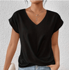 Lichtgewicht V - Hals Zomerse Blouse - ModeParisienne® Raelina | Lichtgewicht V - Hals Zomerse Blouse - Zwart - S - Zarandi Amsterdam