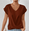 Lichtgewicht V - Hals Zomerse Blouse - ModeParisienne® Raelina | Lichtgewicht V - Hals Zomerse Blouse - Bruin - S - Zarandi Amsterdam
