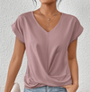 Lichtgewicht V - Hals Zomerse Blouse - ModeParisienne® Raelina | Lichtgewicht V - Hals Zomerse Blouse - Roze - S - Zarandi Amsterdam
