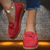 Dames schoenen - Slip - on Leren Loafers met Ademend Ontwerp voor Dagelijks Gebruik - Rood - 36 - Zarandi Amsterdam