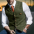 Herenvesten - Stijlvolle Vintage Weste – Slim Fit Herenmodel met Reverskraag - Olijfgroen - S - Zarandi Amsterdam