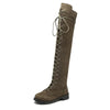 Women's Winter Boots - Overknee Laarzen met Veters in Zwart – Perfect voor Modieuze Outfits - Khaki - 35 - Zarandi Amsterdam