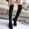 Women's Winter Boots - Overknee Laarzen met Veters in Zwart – Perfect voor Modieuze Outfits - Zwart - 35 - Zarandi Amsterdam