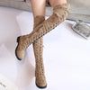 Women's Winter Boots - Overknee Laarzen met Veters in Zwart – Perfect voor Modieuze Outfits - Khaki - 35 - Zarandi Amsterdam
