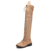 Women's Winter Boots - Overknee Laarzen met Veters in Zwart – Perfect voor Modieuze Outfits - Khaki - 35 - Zarandi Amsterdam