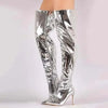 Women's Winter Boots - Modieuze dames overknee laarzen met rits en slanke spitse neus - Zilver - 35 - Zarandi Amsterdam