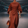 Casual Summer Wear - Sylviana | Prachtige lange jurk met vloeiende lantaarnmouwen en flatterend silhouet - Oranje - S - Zarandi Amsterdam