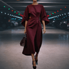 Casual Summer Wear - Sylviana | Prachtige lange jurk met vloeiende lantaarnmouwen en flatterend silhouet - Rood - S - Zarandi Amsterdam