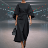 Casual Summer Wear - Sylviana | Prachtige lange jurk met vloeiende lantaarnmouwen en flatterend silhouet - Zwart - S - Zarandi Amsterdam