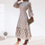 casual summer wear - Temalyn | Midi Jurk met Kant, Stijlvolle Details en Comfortabele Pasvorm - Beige - S - Zarandi Amsterdam