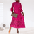 casual summer wear - Temalyn | Midi Jurk met Kant, Stijlvolle Details en Comfortabele Pasvorm - Roze - S - Zarandi Amsterdam