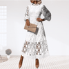 casual summer wear - Temalyn | Midi Jurk met Kant, Stijlvolle Details en Comfortabele Pasvorm - Wit - S - Zarandi Amsterdam