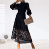 casual summer wear - Temalyn | Midi Jurk met Kant, Stijlvolle Details en Comfortabele Pasvorm - Zwart - S - Zarandi Amsterdam