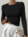 Women's Top - Top met lange mouwen voor dames | Klassiek design - Zwart - S - Zarandi Amsterdam