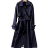 Women's Winter Coat - Trenchcoat voor dames | Dubbelrijs ontwerp jas - Donkerblauw - S - Zarandi Amsterdam