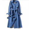 Women's Winter Coat - Trenchcoat voor dames | Dubbelrijs ontwerp jas - Blauw - S - Zarandi Amsterdam