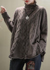 Women's Sweater - Trui voor dames | Gebreid met open zijkanten - Grijs - M - Zarandi Amsterdam