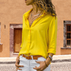 Blouses - Ulrica | Net afgewerkte Blouse voor Dames – Kraag, Knopen en Elegante Snit - Geel - S - Zarandi Amsterdam