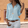 Blouses - Ulrica | Net afgewerkte Blouse voor Dames – Kraag, Knopen en Elegante Snit - Lichtblauw - S - Zarandi Amsterdam