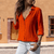 Blouses - Ulrica | Net afgewerkte Blouse voor Dames – Kraag, Knopen en Elegante Snit - Oranje - S - Zarandi Amsterdam