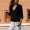 Blouses - Ulrica | Net afgewerkte Blouse voor Dames – Kraag, Knopen en Elegante Snit - Zwart - S - Zarandi Amsterdam