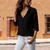 Blouses - Ulrica | Net afgewerkte Blouse voor Dames – Kraag, Knopen en Elegante Snit - Zwart - S - Zarandi Amsterdam