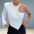 Bodysuits - Venida | Elegante dames bodysuit met drapé - ontwerp, lange mouwen, slim fit en hoogwaardige stretchstof - Wit - S - Zarandi Amsterdam