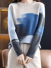 Women's Sweater - Verlooptrui voor dames | Relaxte pasvorm - Blauw - Één maat - Zarandi Amsterdam
