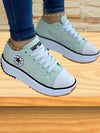 women's sneakers - Veterschoenen met antislip en dikke zool - Groen - 35 - Zarandi Amsterdam