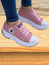 women's sneakers - Veterschoenen met antislip en dikke zool - Roze - 35 - Zarandi Amsterdam