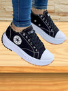 women's sneakers - Veterschoenen met antislip en dikke zool - Zwart - 35 - Zarandi Amsterdam