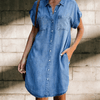 Summer Trend Outfits - Vivian | Elegante denimjurk met comfortabele pasvorm en veelzijdige stijl voor dagelijks gebruik - Lichtblauw - S - Zarandi Amsterdam
