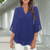 Blouses - Walda | Tijdloze Dames Blouse in Zwart – Gelaagd met V - hals en Comfortabele 3/4 Mouwen - Blauw - S - Zarandi Amsterdam